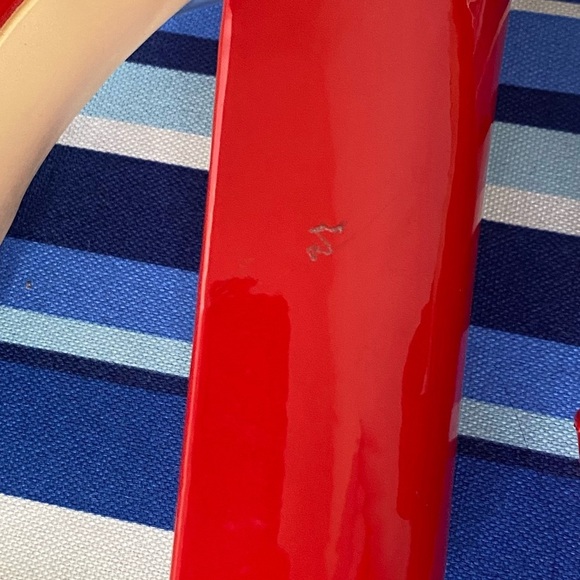 Red patent chunky platform ankle strap high heel sandals Mackin J sz 10 - Picture 10 of 11